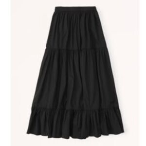 Abercrombie Poplin maxi skirt, black, size small-petite